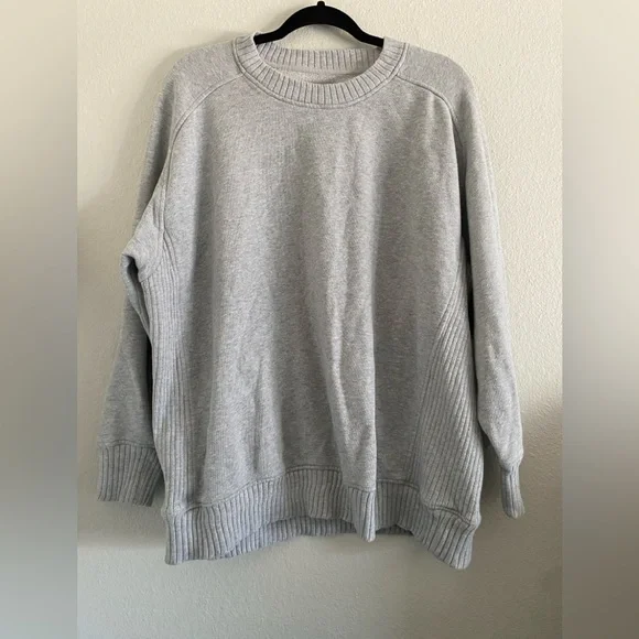 Aerie Sweatshirt Oversized Gray Crew Neck - Picture 1 of 4